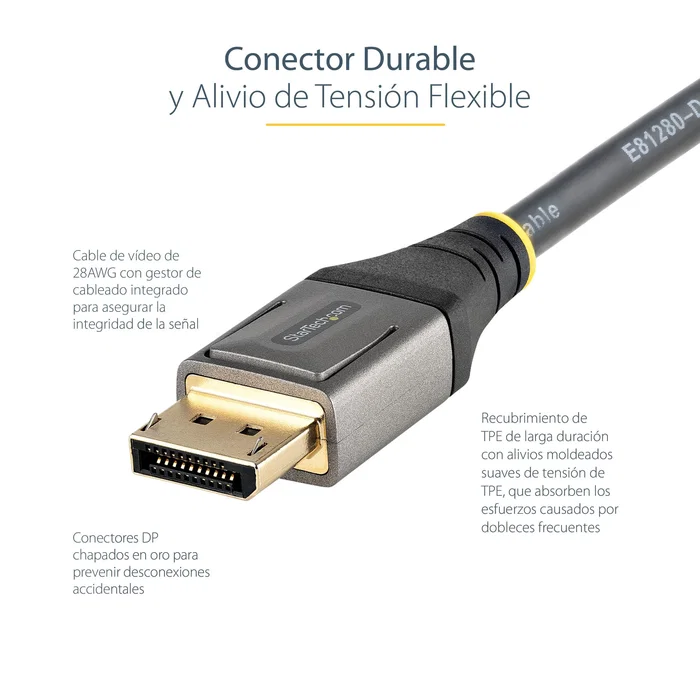StarTech.com DP14VMM3M - Cable DisplayPort 1.4 Certificado VESA HDR10 - 8K 60Hz, 4K 120Hz - Longitud 3m - Conectores Chapados en Oro
