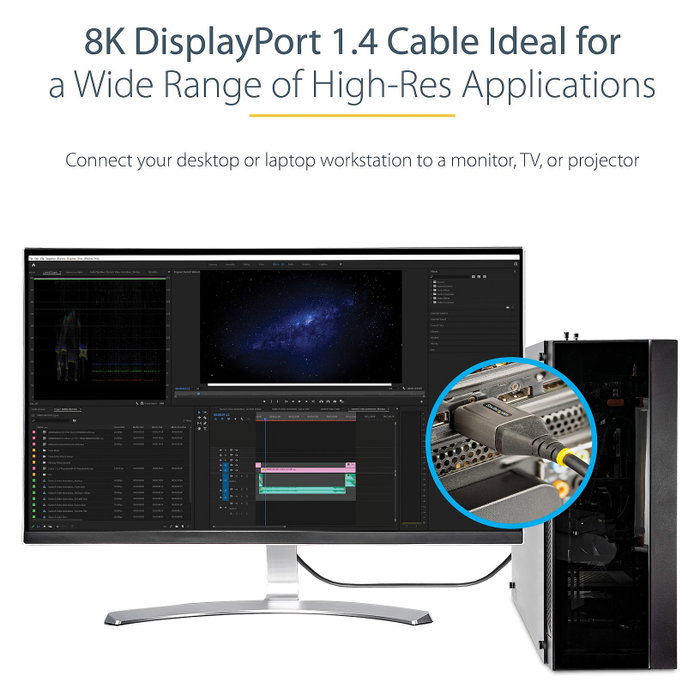 StarTech.com Cable DisplayPort 1.4 de 4m, 8K 60Hz HDR10, 4K 120Hz