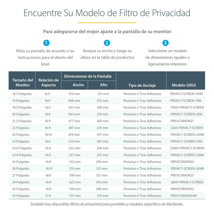 StarTech Filtro de Privacidad para Monitor 22 Pulgadas 16:10 StarTech Filtro de Privacidad para Monitor 22 Pulgadas 16:10