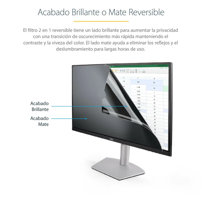 StarTech Filtro de Privacidad para Monitor 24" (61 cm) PRIVACY-SCREEN-24MB, 16:10, Reversible Mate/Brillo, Reduce Luz Azul hasta 40%, Antimicrobiano