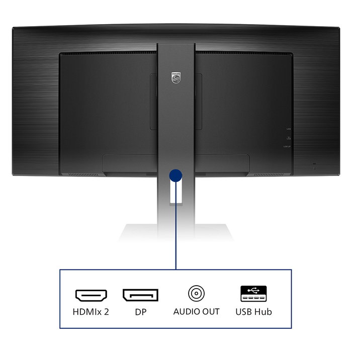 Philips 345B1C/00 Monitor Curvo 34" WQHD (3440x1440) 100Hz 4ms VA, USB-C Hub, Altavoces, VESA, HDMI/DP, Negro