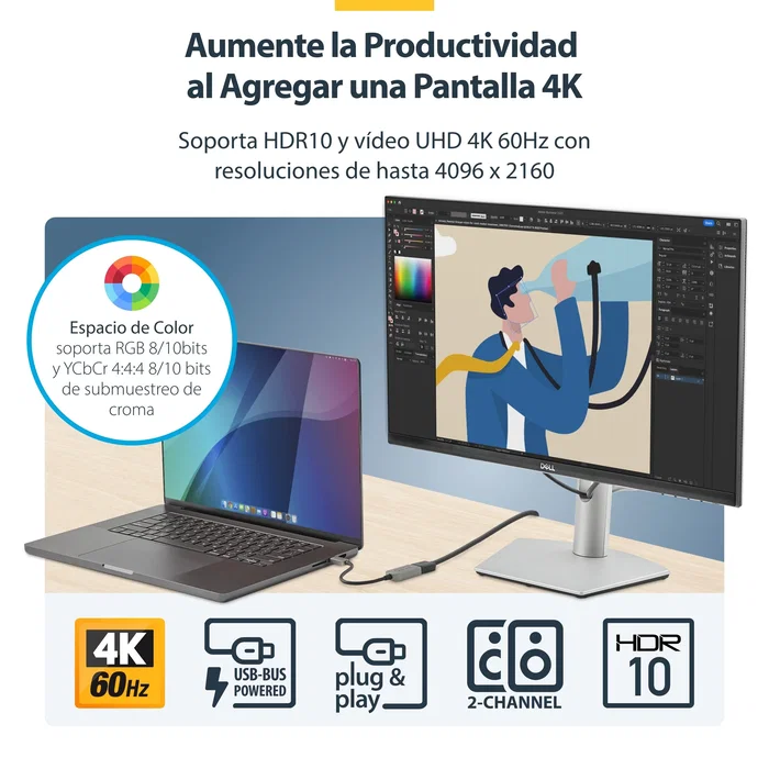 StarTech.com Adaptador USB-C a HDMI 4K 60Hz HDR10 StarTech.com Adaptador USB-C a HDMI 4K 60Hz HDR10