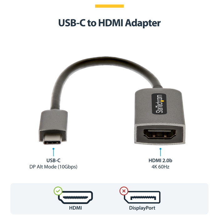 StarTech.com Adaptador USB C a HDMI 4K 60Hz HDR10 Gris espacio