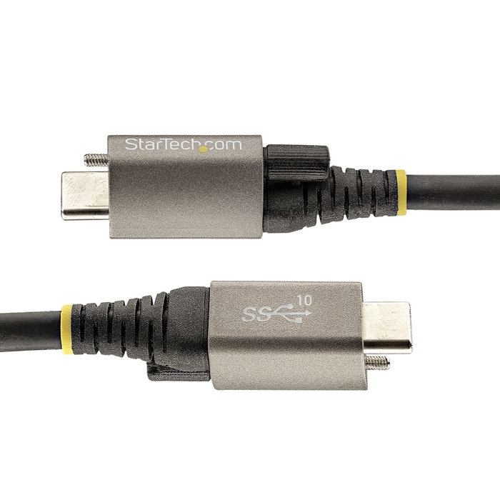 Startech Cable USB-C Macho a Macho 1m USB 3.2 Gen 2 (10 Gbps) con Tornillo de Fijación Superior, Power Delivery 100W PD 3.0 y DisplayPort 1.4 Alt Mode (8K/60Hz), Negro/Gris