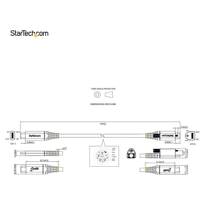 StarTech.com Cable USB-C de 1 m con Tornillo de Fijación, 10 Gbps, USB 3.2 Gen 2, 100W PD