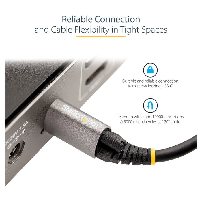 StarTech.com Cable USB-C de 1 m con Tornillo de Fijación, 10 Gbps, USB 3.2 Gen 2, 100W PD