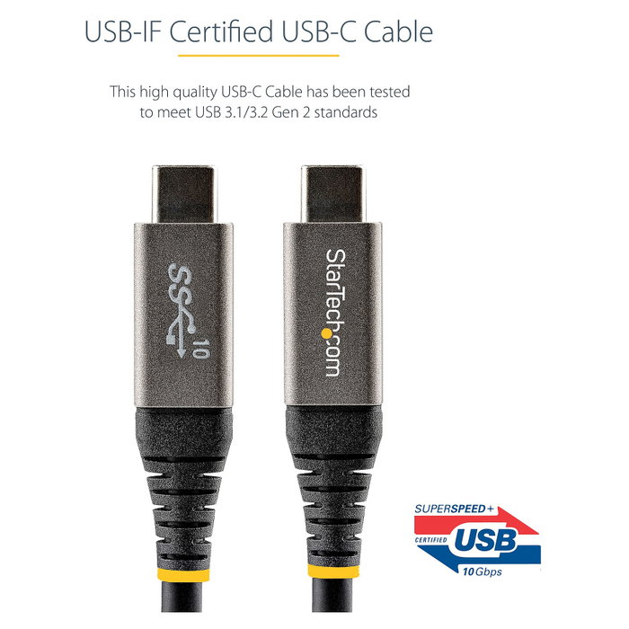 StarTech.com Cable USB-C USB 3.2 Gen 2 de 1m, 10Gbps, 100W PD, 8K DisplayPort Alt Mode