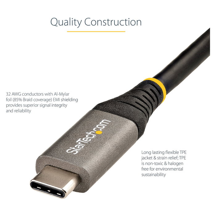 StarTech.com Cable USB-C de 50 cm, 10 Gbps, 100W PD, Negro/Gris