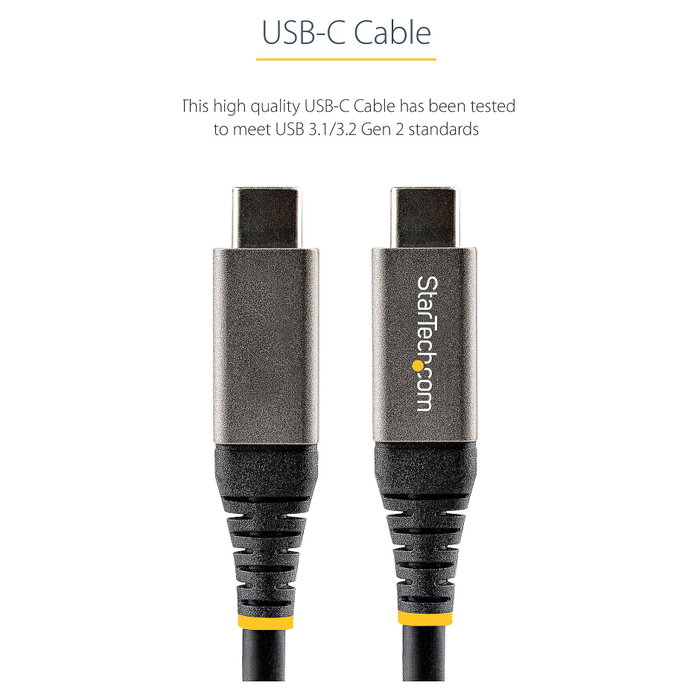 StarTech.com Cable USB-C de 50 cm, 10 Gbps, 100W PD, Negro/Gris