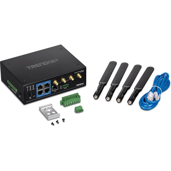 TRENDnet TI-W100 Router Inalámbrico Industrial Gigabit Ethernet AC1200, Doble Banda 2.4GHz/5GHz, 4 Puertos LAN, Carcasa Metálica IP30, Negro