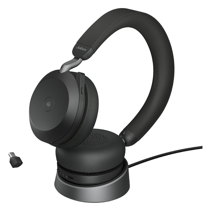 Jabra Evolve2 75 Auriculares Diadema Bluetooth USB-C para Llamadas/Música, Cancelación Activa Ruido, Negro