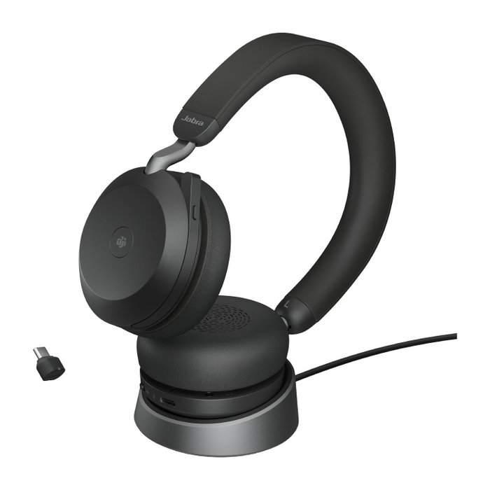 Jabra Evolve2 75 USB-C MS con base de carga, negro