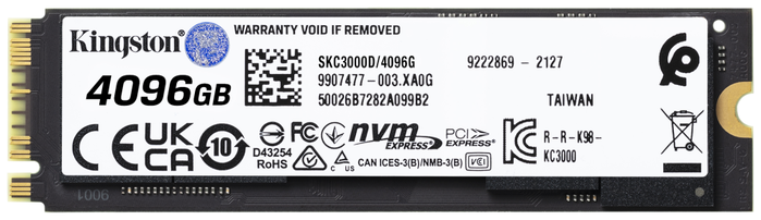 Kingston KC3000 4TB M.2 2280 NVMe PCIe 4.0 SSD