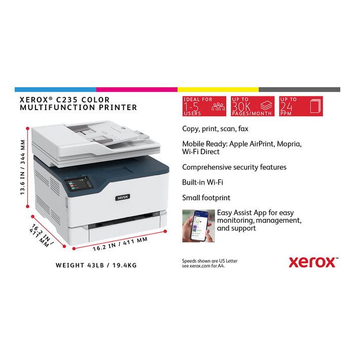 Xerox C235V/DNI Impresora Multifunción Láser a Color con Wi-Fi y Dúplex Xerox C235V/DNI Impresora Multifunción Láser a Color con Wi-Fi y Dúplex