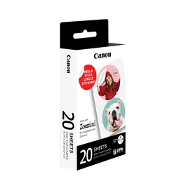 Canon 4967C003 Papel Fotográfico ZINK Circle Sticker 3.3 cm (33x33 cm), 20 Hojas para Zoemini Mini y Zoemini S