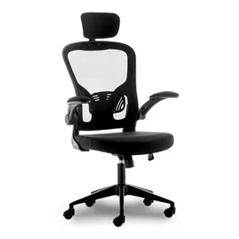 Urban Factory Silla Ergonómica de Oficina con Asiento Inflable y Respaldo de Rejilla - Ajustable en Altura, con Reposacabezas y Reposabrazos - Negro