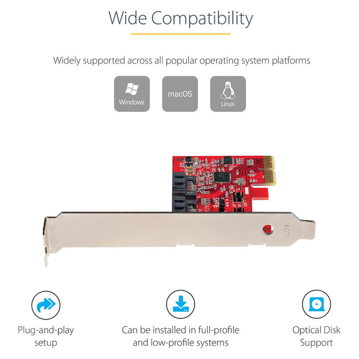 Startech Tarjeta Controladora PCIe SATA III 2 Puertos Internos