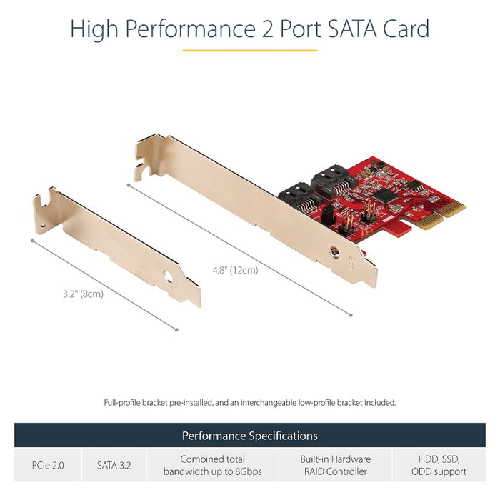 Startech Tarjeta Controladora PCIe SATA III 2 Puertos Internos