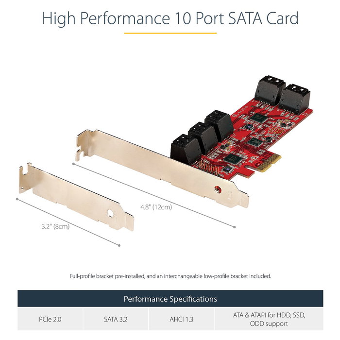 Startech Tarjeta PCIe de expansión interna con 10 puertos SATA 6Gbps