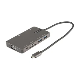 StarTech.com Adaptador Multipuertos USB C Hub Viaje HDMI 4K VGA USB 3.0 5Gbps PD 100W SD Micro SD GbE Gris