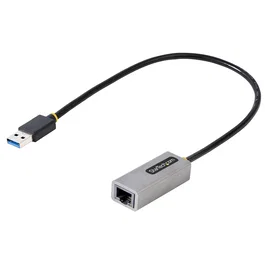 StarTech.com Adaptador USB 3.0 a Ethernet Gigabit 10/100/1000 para Portátiles - Cable Incorporado 30cm - USB a RJ45 LAN - Gris Alámbrico