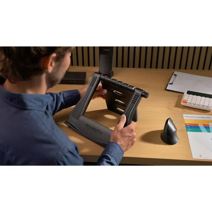 Kensington Pro Fit Ratón Ergonómico Vertical Inalámbrico RF para Oficina y Mano Derecha, Óptico 1600 DPI, 6 Botones, Plug & Play, SmartFit, Negro