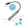 I-Tec Metal USB 3.0 Hub 4 Puertos: 1x USB 3.0 y 3x USB 2.0, Hub USB Metálico con Cable 0.19 m, para Ordenador y Android