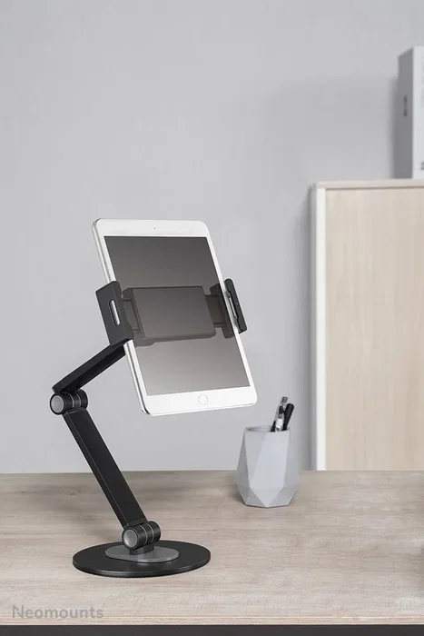 Neomounts DS15-550BL1 Soporte Universal para Tablet con Base de Escritorio, Ajuste 360°, para Pantallas de 4.7 a 12.9 Pulgadas (11.9-32.8 cm), Color Negro