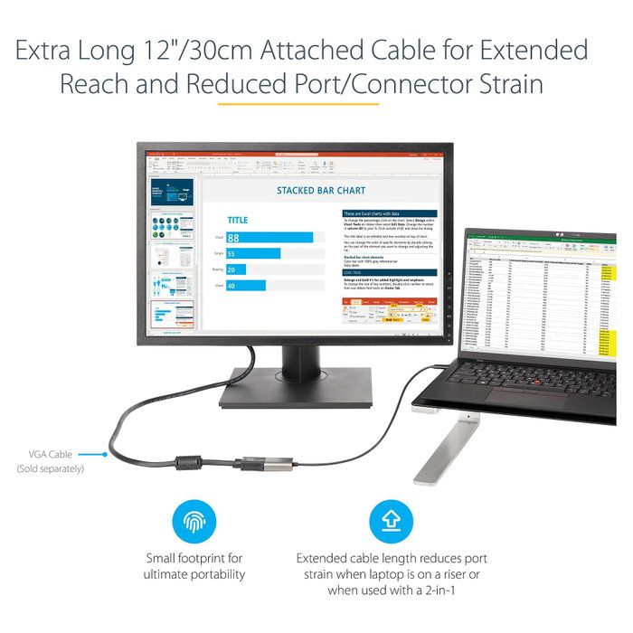 StarTech.com Adaptador USB C a VGA CDP2VGAEC, 1080p, Thunderbolt 3