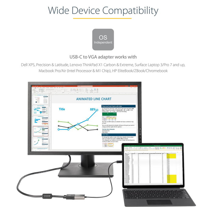 StarTech.com Adaptador USB C a VGA CDP2VGAEC, 1080p, Thunderbolt 3