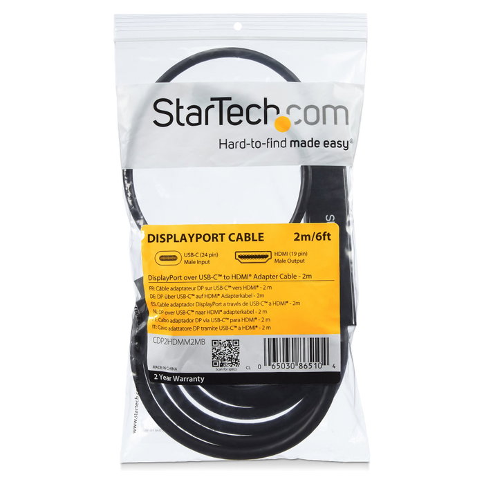 StarTech.com Cable Adaptador USB-C a HDMI 2m 4K 30Hz Negro StarTech.com Cable Adaptador USB-C a HDMI 2m 4K 30Hz Negro