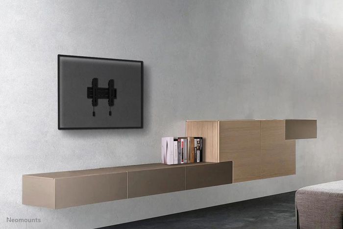 Neomounts WL30S-850BL12 Soporte de TV Fijo para Pared, 24 a 65 Pulgadas, 40 kg Max, VESA 50x50-200x200, Ajuste de Nivel, Instalación Rápida con Plantilla - Negro