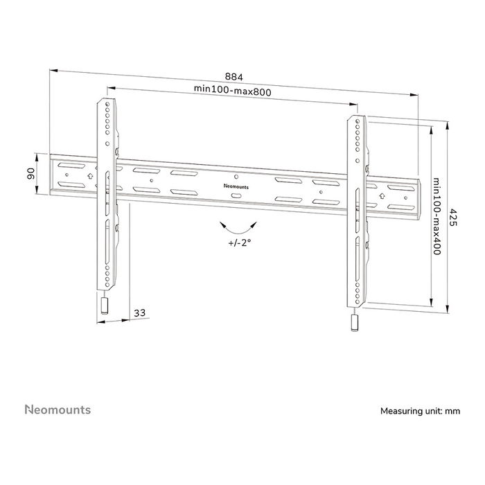 Neomounts WL30S-850BL18 Soporte de Pared Fijo para TV de 43-86 Pulgadas en Color Negro