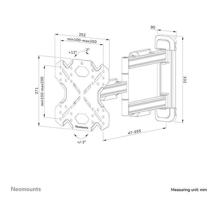 Newstar Neomounts WL40S-850BL12 Soporte de Pared Movimiento Completo 32-55 pulg.