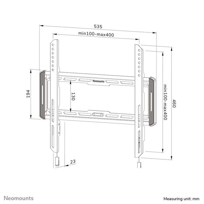 Neomounts WL30-550BL14 Soporte de Pared Plano para Pantalla, 32-75", Max 50 kg, VESA 100x100-400x400, Instalación Fácil - Negro