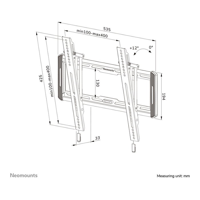 Neomounts WL35-550BL14 Soporte de pared inclinable para TV 32-75 pulgadas, Negro