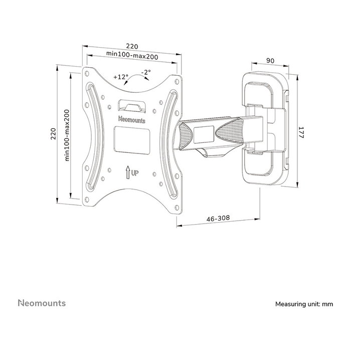 Neomounts WL40-540BL12 Soporte de pared para TV 32-55" movimiento completo 35 kg negro