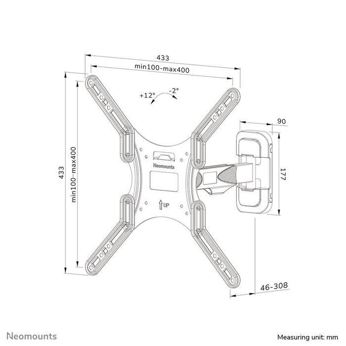 Newstar WL40-540BL14 - Soporte de Pared para Pantalla Neomounts, Movimiento Completo, 2 Pivotes, VESA 400x400