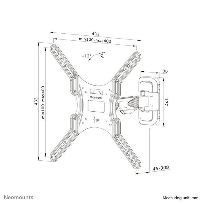 Newstar Neomounts WL40-540BL14 Soporte de pared movimiento completo para TV hasta 55" (35 kg), VESA 400x400, Giratorio e Inclinable, Negro