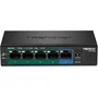 TRENDNET Switch No Administrado TPE-TG52 5 Puertos Gigabit (10/100/1000) con PoE+ (4 puertos, 32W Total) Diseño Compacto para Montaje en Pared, Negro