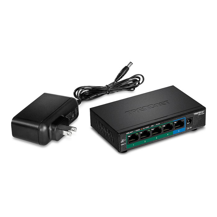 TRENDnet TPE-TG52 Switch PoE+ Gigabit No Administrado 5 Puertos (4 PoE+, 32W Total, 10 Gbit/s, Montaje Pared)