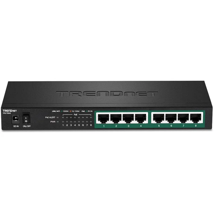 TRENDNET TPE-TG84 Switch No Administrado Gigabit Ethernet 8 Puertos RJ-45 (10/100/1000) con PoE+ 120W, Diseño Compacto sin Ventilador