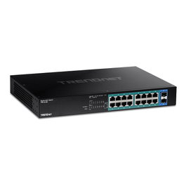 TRENDnet TPE-TG182 Conmutador Gigabit PoE+ 18 Puertos, 16 PoE+ 240W, 2 SFP, Montaje en Rack 1U