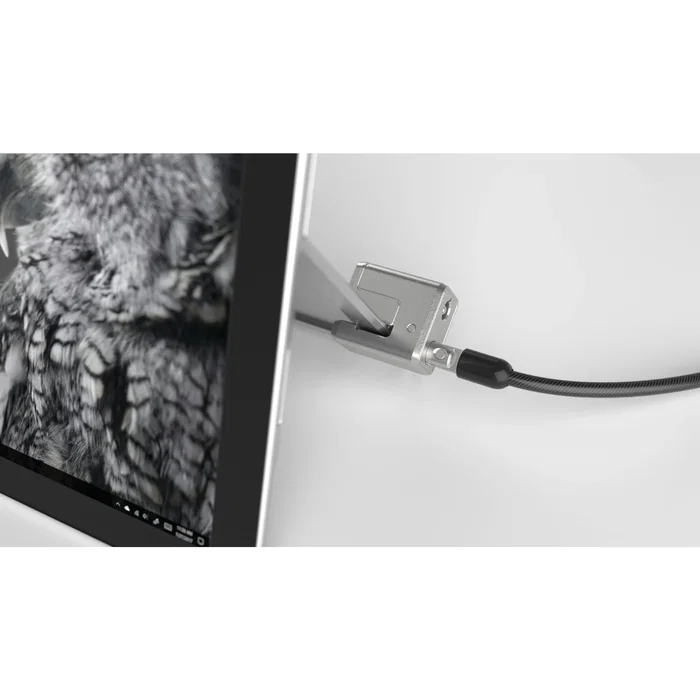 Kensington K68134WW Cable Antirrobo con Llave para Microsoft Surface Pro y Go - Diseño Exclusivo, Cable Acero 1.8m, 5mm, Negro/Plata