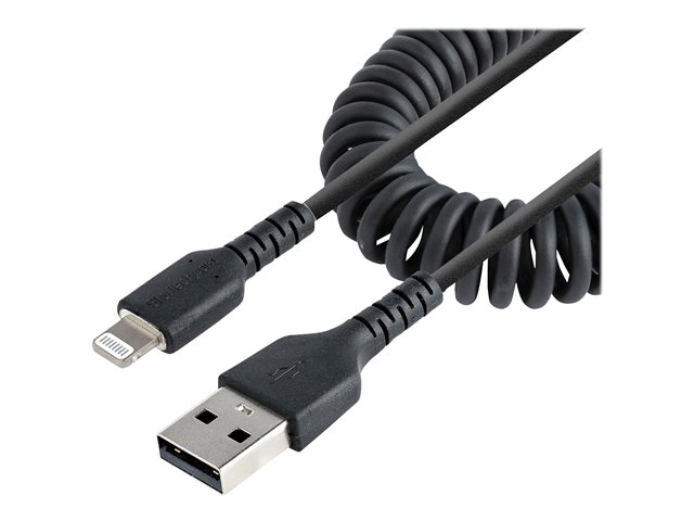 Startech Cable USB a Lightning MFI, Coiled Negro de 50 cm