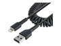 Startech Cable USB a Lightning MFI, Coiled Negro de 50 cm