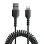 StartTech.com Cable USB-A a Lightning 0.5m / 50cm Rizado Negro - RUSB2ALT50CMBC - Con Certificación MFi Apple, Refuerzo de Aramida, para Carga y Sincronización