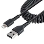 StartTech.com Cable USB-A a Lightning 0.5m / 50cm Rizado Negro - RUSB2ALT50CMBC - Con Certificación MFi Apple, Refuerzo de Aramida, para Carga y Sincronización