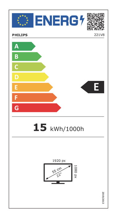 Philips V-Line 221V8 21.5 pulg. Full HD Negro