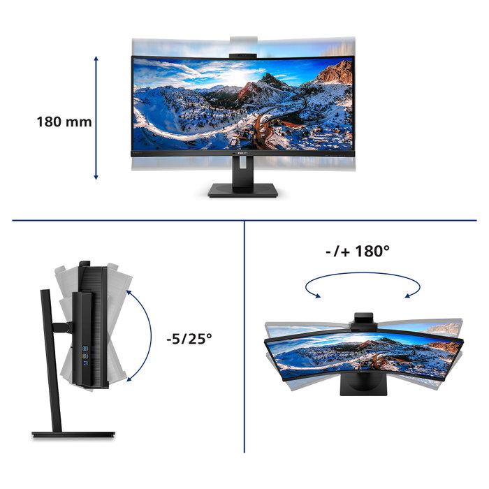 Philips Monitor P-line 346P1CRH/00 Curvo WQHD 34 pulgadas USB-C